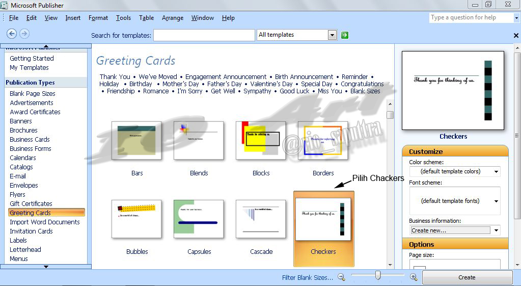 Cara membuat Greeting Cards pada Microsoft Publisher 